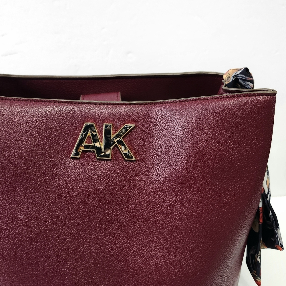 ANNE  KLEIN Shoulder Bag Maroon Purse w/ scarf - Picture 5 of 14